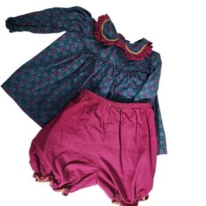 Vinatge Bryan Girls‎ 12 Month 2 Piece Outfit Dress Bloomers Floral Ruffle